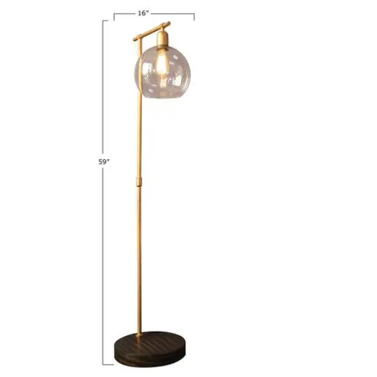 Hello Honey&reg; 5ft. Modern Metal Floor Lamp with Glass Globe Shade {6}
