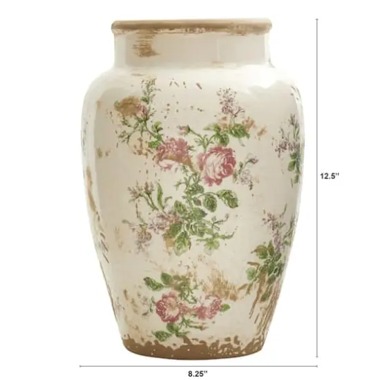 12.5in. Tuscan Ceramic Floral Print Vase {3}