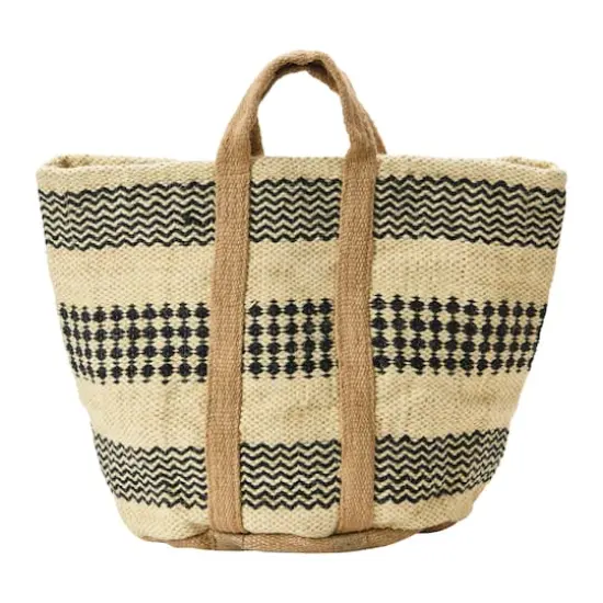 Hello Honey&reg; 24" Modern Boho Woven Jute Bag with Waterproof Liner and Contemporary Pattern {1}