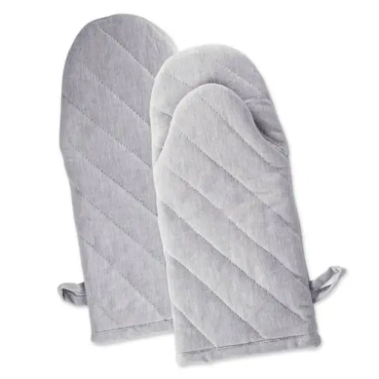 DII&reg; Solid Chambray Oven Mitts, 2ct. Gray {1}