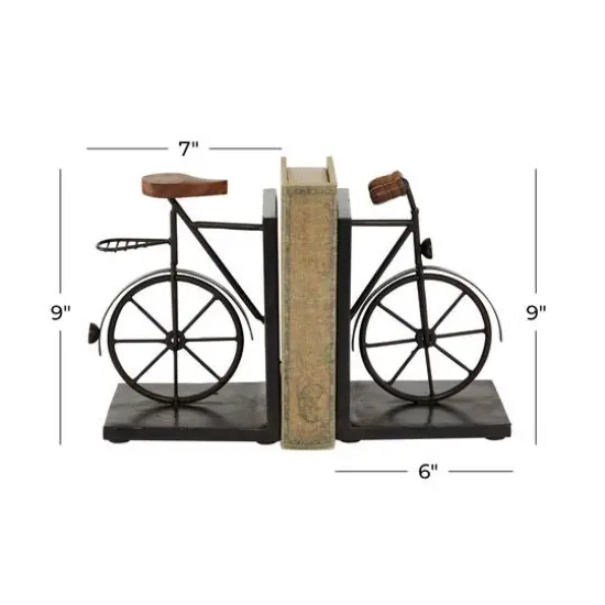 9" Contemporary Bicycle Iron Bookend Set Black {8}