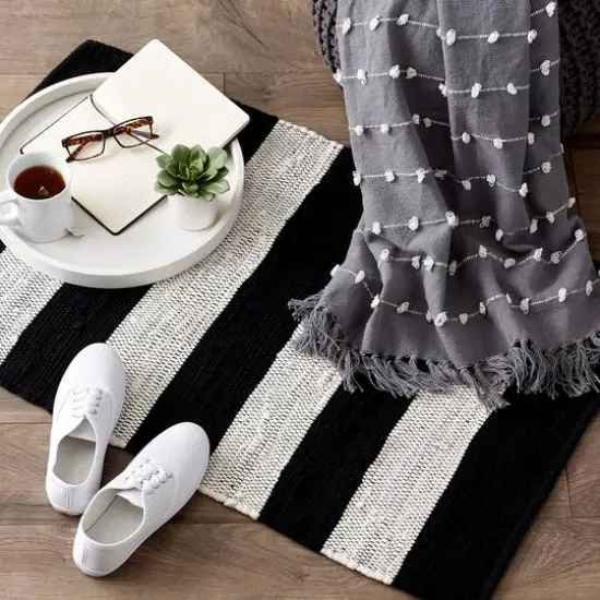 DII&reg; Black & White Stripe Rag Rug, 2ft. x 3ft. {7}