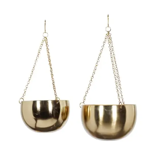 Gold Metal Glam Hanging Planter Set {3}