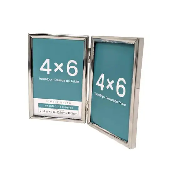 2-Opening Basics™ 4" x 6" Silver Rounded Metal Tabletop Frame by Studio Décor® {7}