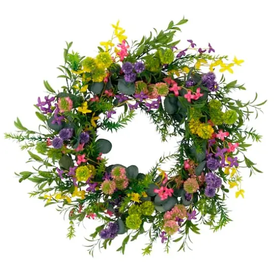 30'' Multicolored Eucalyptus Floral Spring Wreath {1}