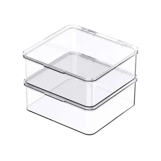 Small Clear Stacking Plastic Case with Hinged Lid by Simply Tidy&reg; {6}