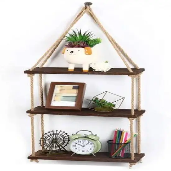 NEX&trade; Liantral 3-Tier Wood & Rope Hanging Shelves {1}