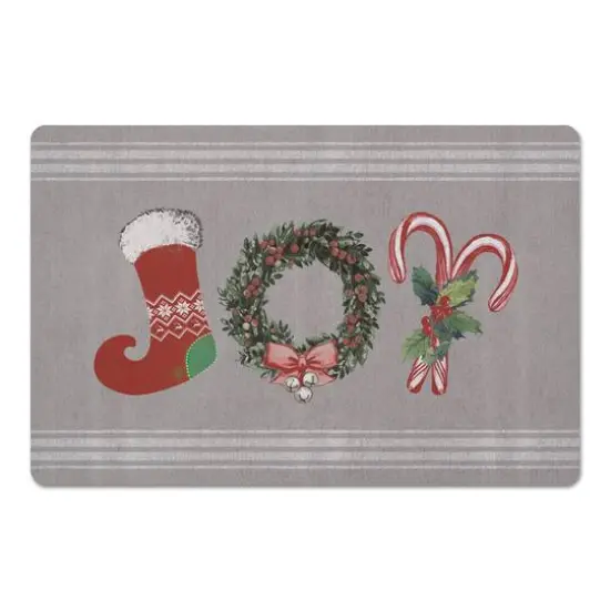 Joy Stocking on Gray 27x18 Floor Mat {1}