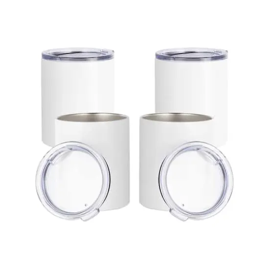 Craft Express 4ct. 10oz. White Stainless Steel Lowball Mug {1}