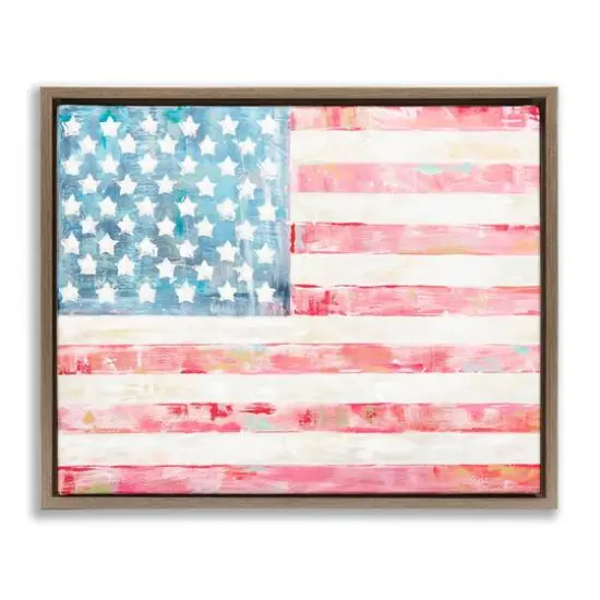 Stupell Industries Patriotic Brushed Flag Floater Framed Art Brown {1}