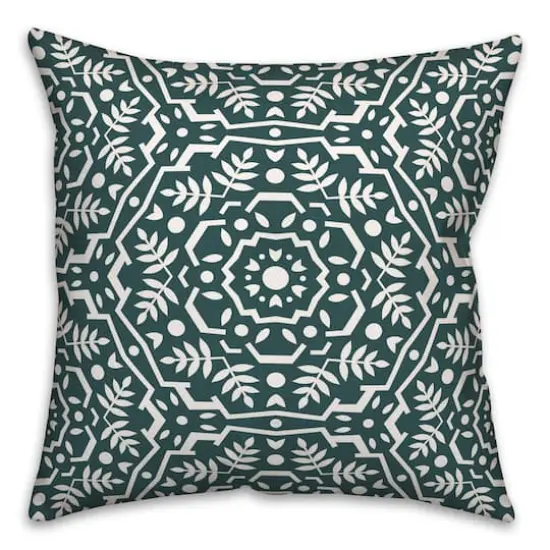 Folk Floral Teal 18" x 18" Throw Pillow {1}