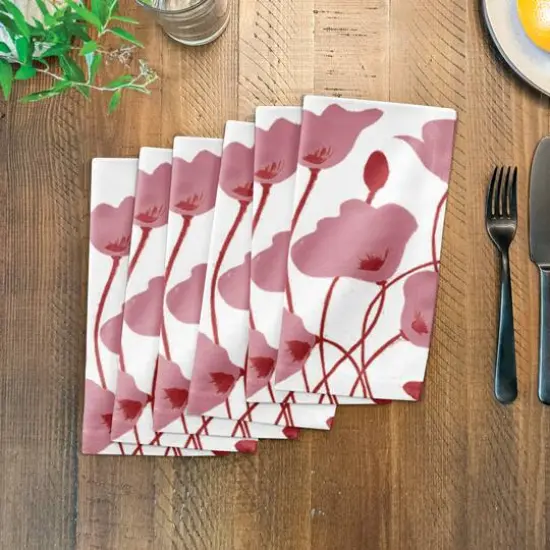 Pink Retro Florals 10" x 10" Cotton Twill Napkin {4}
