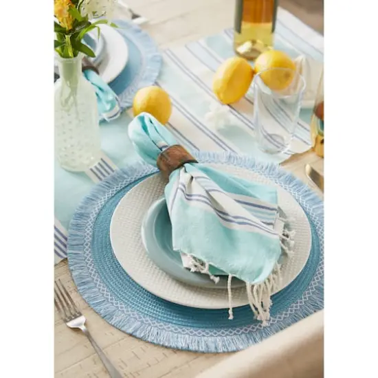 DII&reg; Round Fringed Placemats, 6ct. Storm Blue {6}