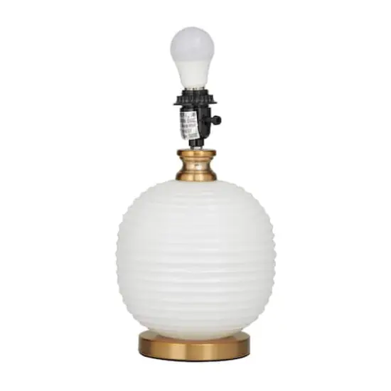 White Glass Modern Accent Lamp, 13" x 13" x 19" {4}