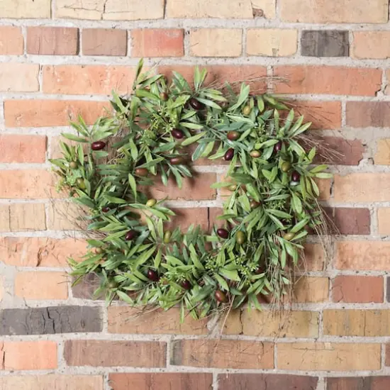 24" Green Olive Leaf Wreath {3}