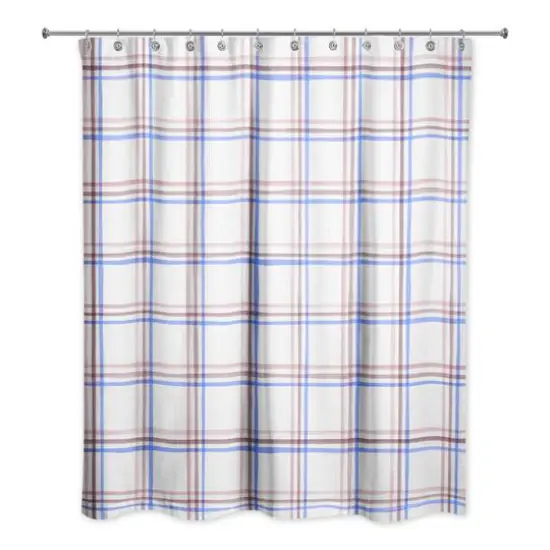 Plaid Shower Curtain Mauve and Blue {1}