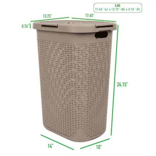 Mind Reader 60L Hamper Laundry Basket with Cutout Handles Brown Metallic {4}