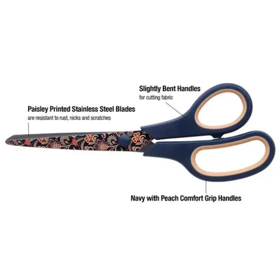 SINGER&reg; Paisley Polka Dot Printed 8.5" Fabric Scissors & 5.5" Detail Craft Scissors Set {4}