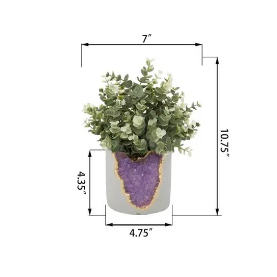 Flora Bunda&reg; 11" Eucalyptus in Purple Amethyst Crystal Planter {4}
