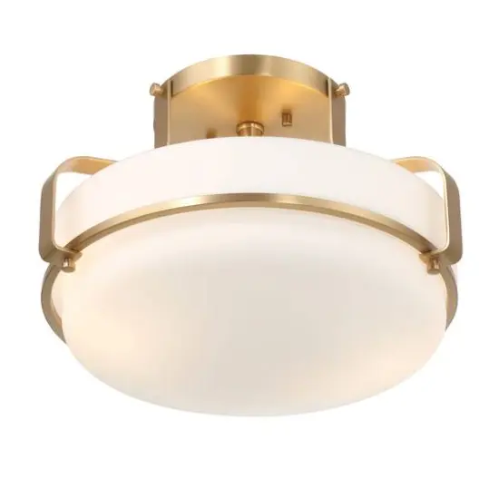 Hello Honey&reg; Chatsworth White & Gold Etched Opal Glass & Metal Semi-Flush Mount Ceiling Light {7}