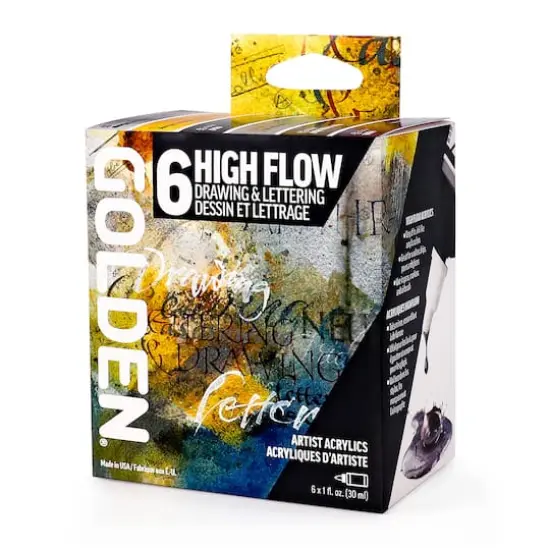 Golden® High Flow Acrylic 6 Color Drawing & Lettering Paint Set {3}