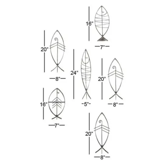 Set of 6 Black Metal Industrial Abstract Wall Decor, 16", 20", 24" {9}