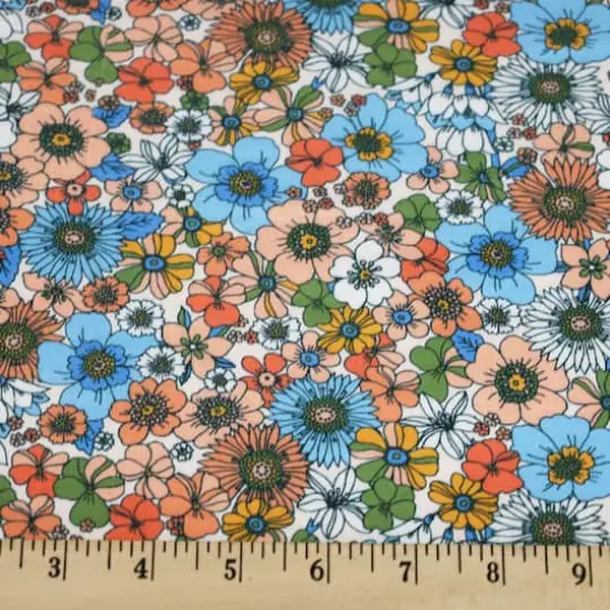 Fabric Merchants Retro Floral Double Brushed Stretch Fabric {3}