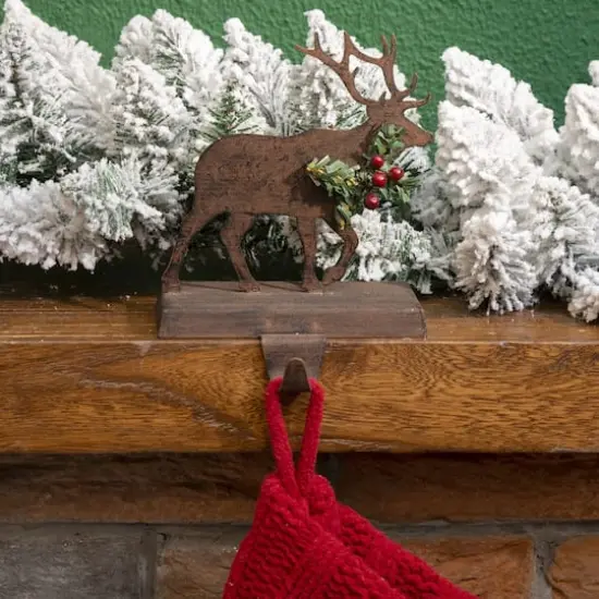 Glitzhome&reg; 6.5" Reindeer Stocking Holder {3}