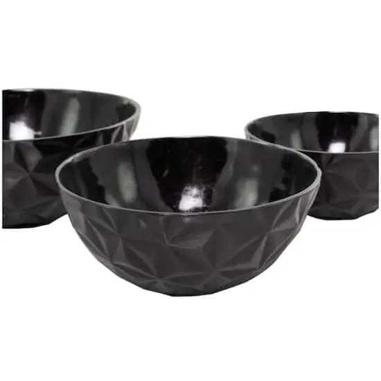 Metal Faceted Decorative Bowl Set Black {5}
