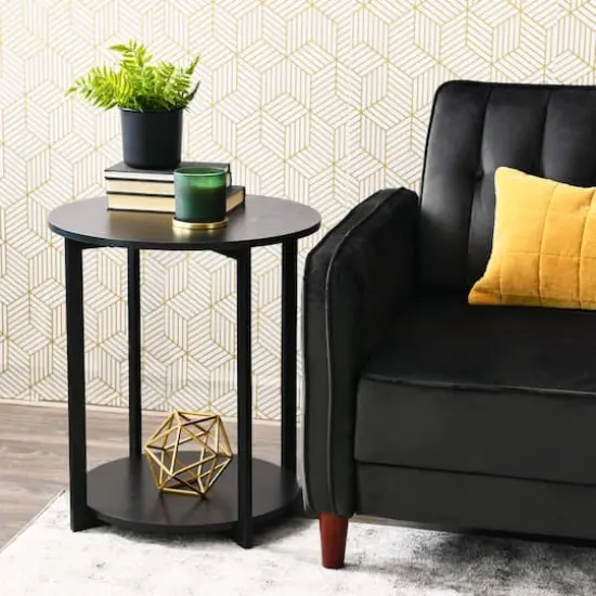 Household Essentials Jamestown 24" Round End Table Black Oak {3}