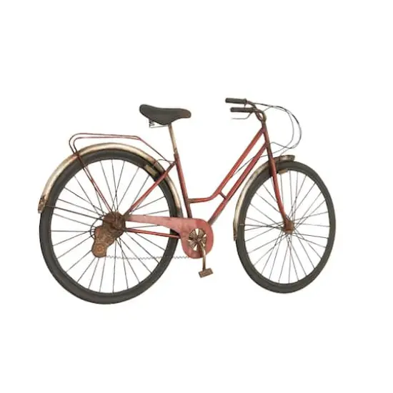 Red Rustic Metal Bicycle Wall Accent {3}