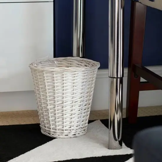 Household Essentials 7" Woven Wicker Waste Basket White {4}