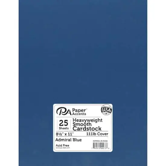 PA Paper&trade; Accents 8.5" x 11" Heavyweight Smooth Cardstock, 25 Sheets Admiral Blue {1}