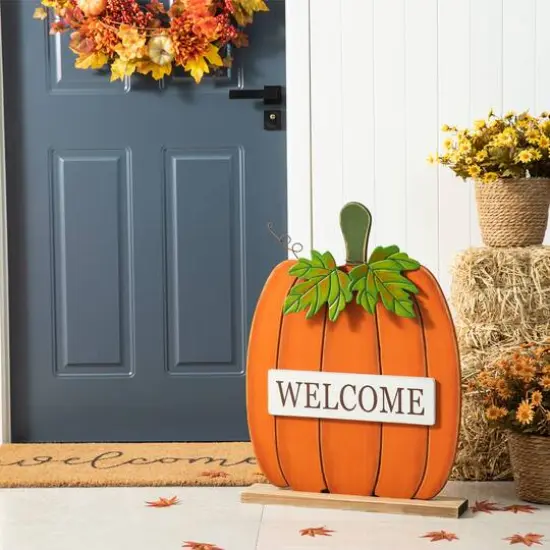 Glitzhome&reg; 27" Fall "WELCOME" Pumpkin Porch D&eacute;cor {3}
