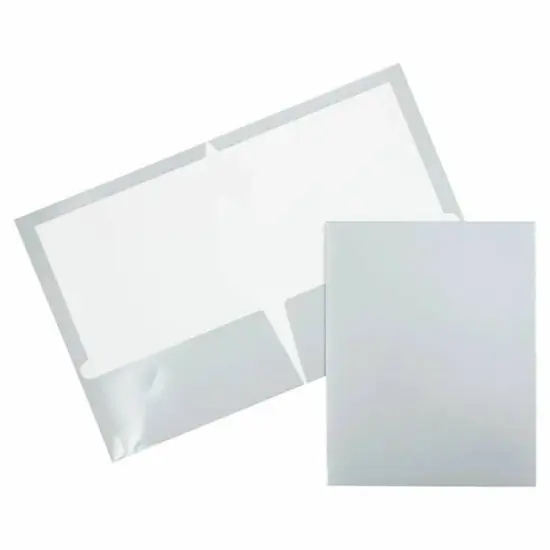 JAM Paper Glossy Two Pocket Folders, 12ct. Silver {1}