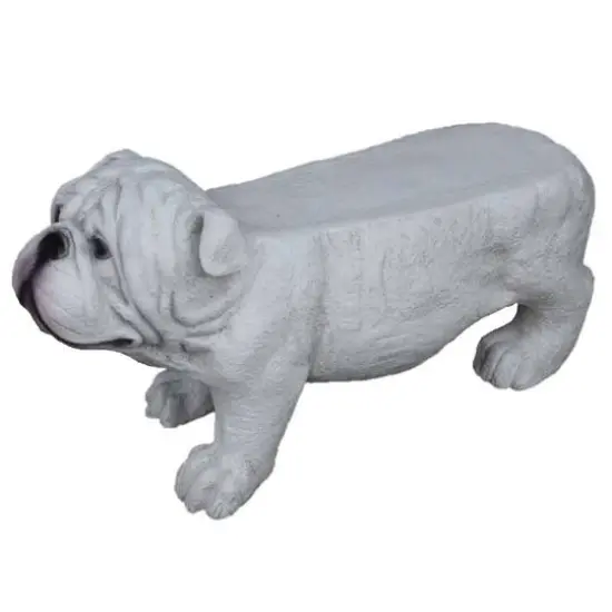 Santa's Workshop 31" White Bulldog Bench {1}