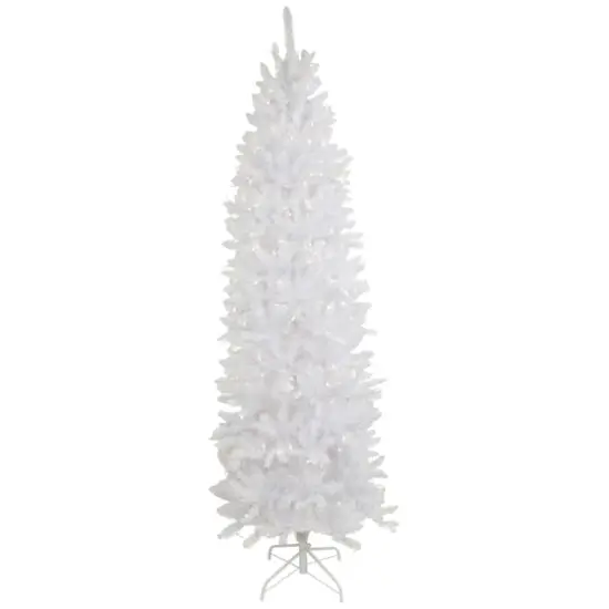 7.5ft. Pre-Lit Rapids White Pine Pencil Artificial Christmas Tree, Clear Lights {1}