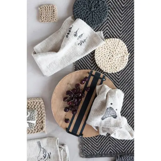 Hello Honey® 16" Decorative Wood Tray with Black Lines & Handles {3}