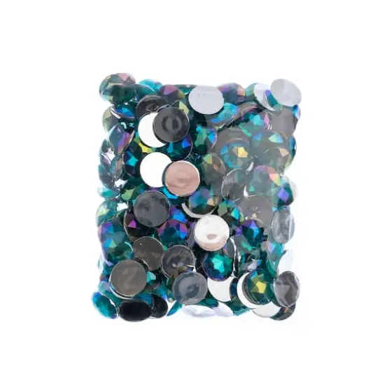 John Bead 16mm AB Acrylic Round Flat Back Rhinestones, 200ct. Turquoise AB {4}