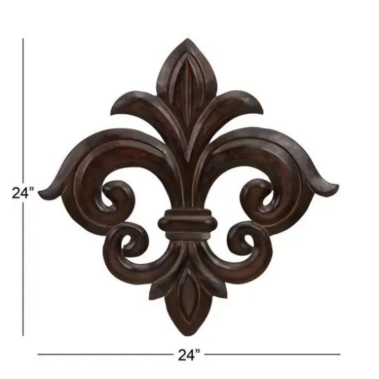 24" Brown Traditional Ornamental Wood Wall Decor {9}