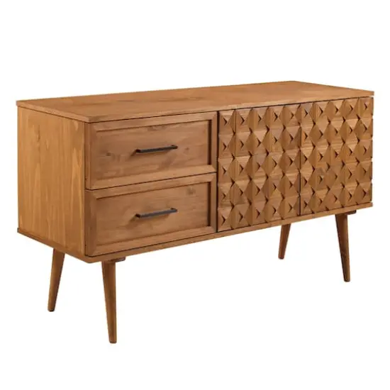 Walker Edison 58" Caramel Solid Wood 2-Drawer Prism Sideboard {1}