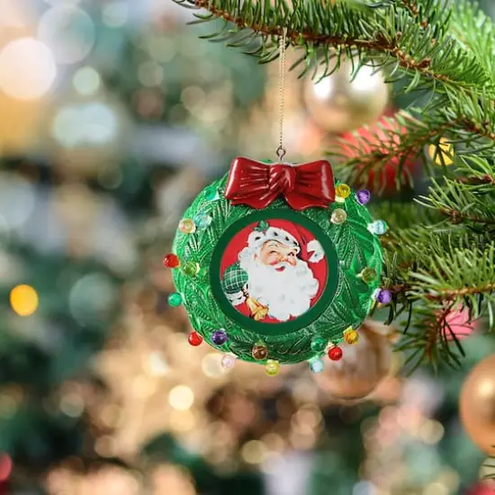 Mr. Christmas 3" Green Wreath Picture Frame Recordable Ornament {3}