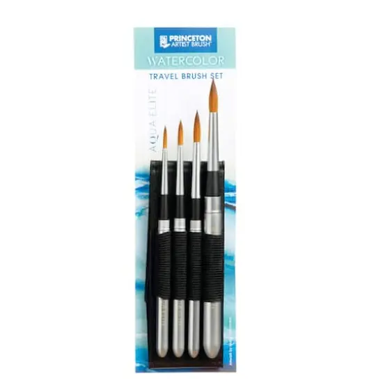 Princeton&trade; Aqua Elite&trade; Synthetic Watercolor Travel 4 Piece Watercolor Brush Set {1}