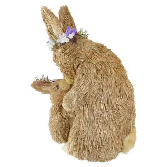 12" Brown Mommy & Baby Bunny Sisal Easter Figure {6}