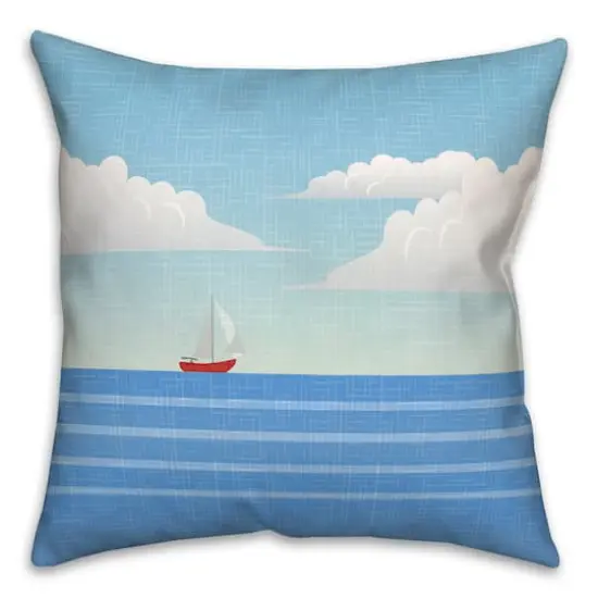 Lonesome Sailboat Throw Pillow {1}