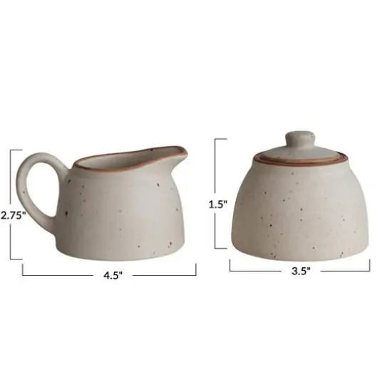 Hello Honey® Ivory & Brown Speckled Stoneware Creamer & Sugar Pot Set {3}