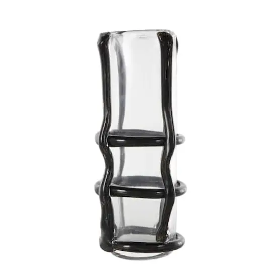 Black Recycled Glass Vase with Glass Framing {10}
