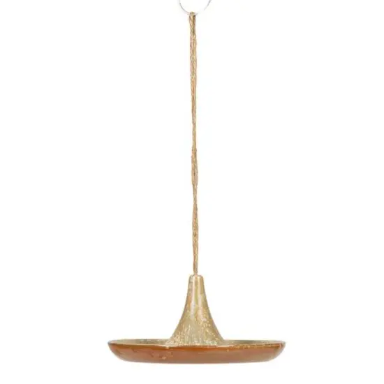 Hello Honey® 6.75" Tan Stoneware Bird Feeder with Jute Hanger {9}