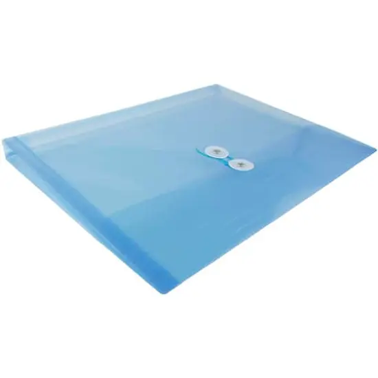 JAM Paper Letter Booklet Plastic Envelopes with Button & String Tie Closure, 12ct. Blue {6}