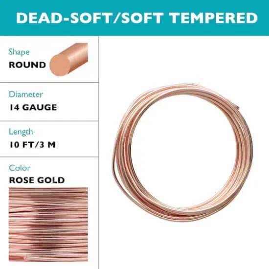 The Beadsmith&reg; Wire Elements&trade; 14 Gauge Tarnish Resistant Soft Temper Wire, 10ft. Rose Gold {6}